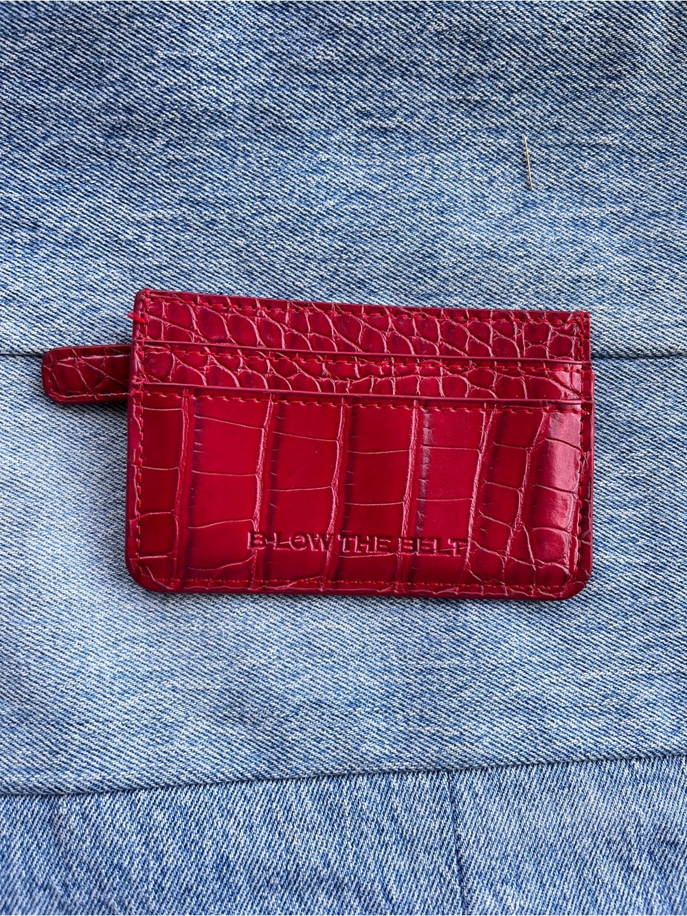 B-Low the Belt Red Croc-Embossed Leather Card Holder | Minimalist Chic